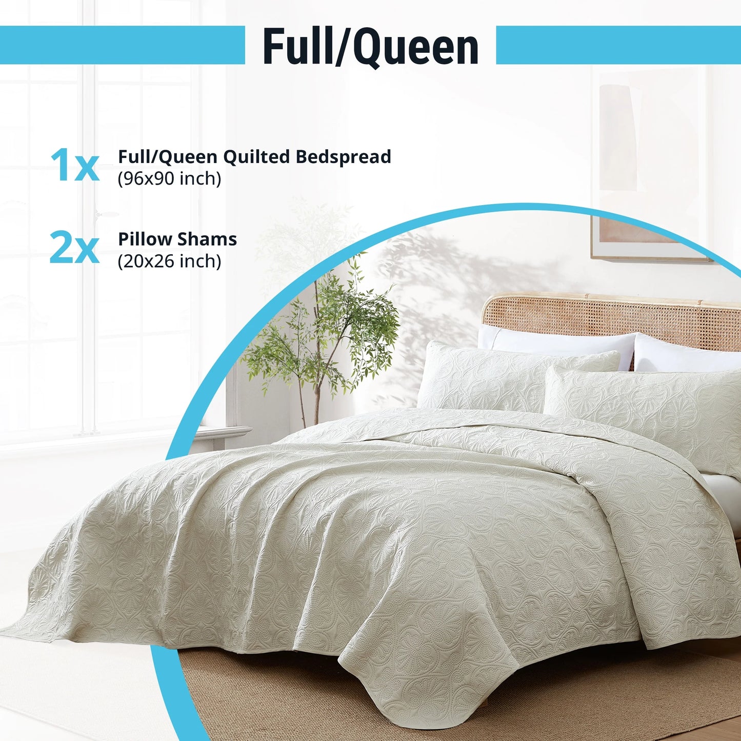 HLC.ME Benji - 3 Piece Size Quilt Set, Lightweight Bedspread Coverlet Set