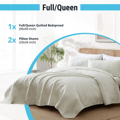 HLC.ME Benji - 3 Piece Size Quilt Set, Lightweight Bedspread Coverlet Set