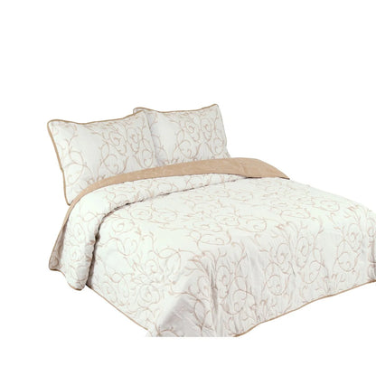 Marina Decoration Embroidered Stitching Coverlet Bedspread Ultra Soft Solid Summer Quilt Set, Modern Branch Pattern
