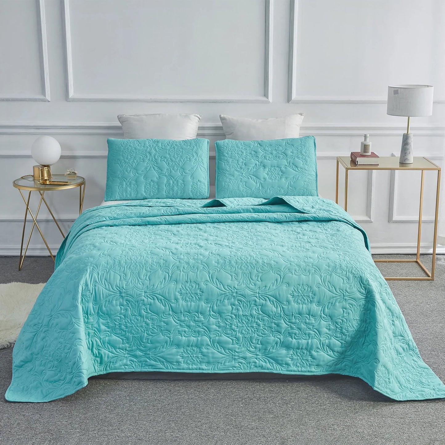 Sophia & William 2/3 Pieces Quilt Set, Reversible Microfiber Bedding Bedspread Coverlet Set