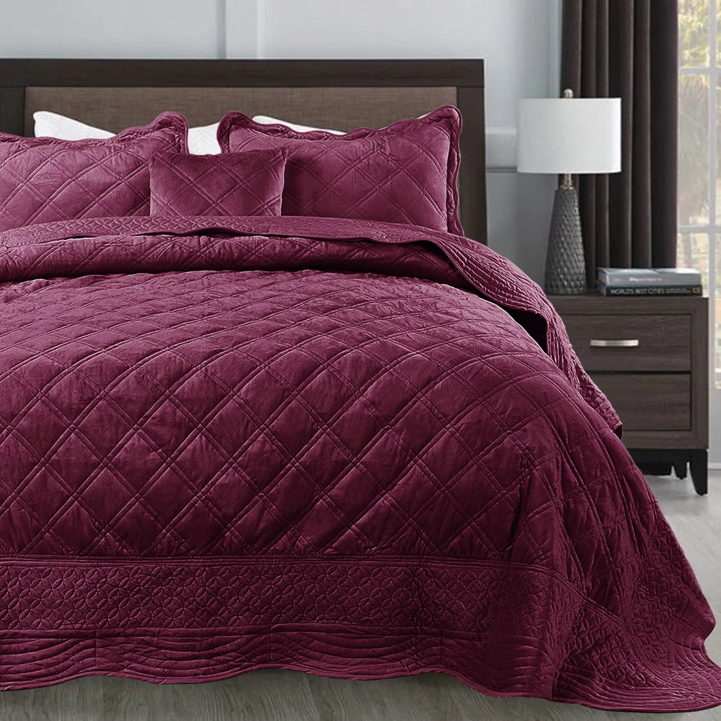 Serenta Supersoft Microplush Quilted 4 Pieces Bedspread Coverlet Set