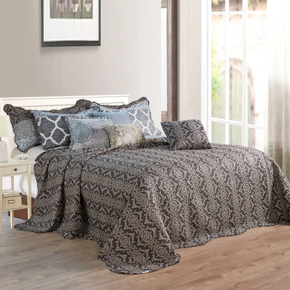 9-pc. Cal King Printed Striped Microfiber Blend Bed Coverlet Set