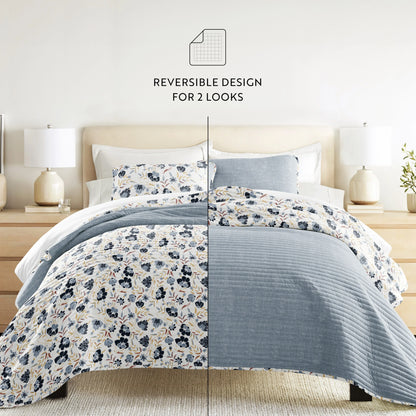 Becky Cameron All Season 3 Piece Floral Reversible Quilt Set