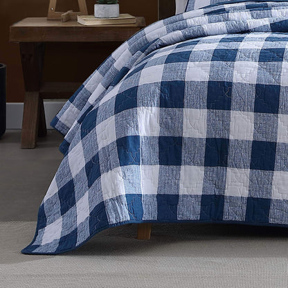 Wrangler Flagstaff Check Blue Cotton Quilt Set