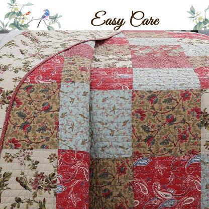Cozy Line Rosemond 3-piece Reversible Floral Patchwork Quilt Bedding Set