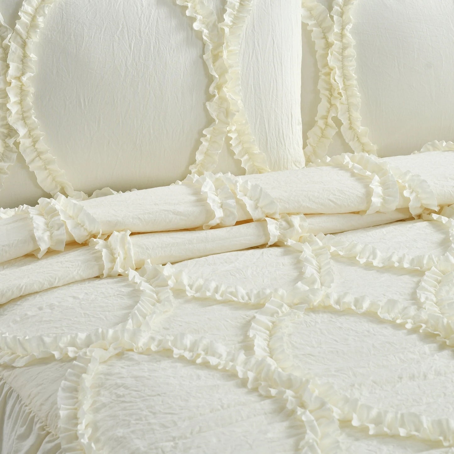 The Gray Barn Peony Grove Ruffled Embroidery 3-piece Bedspread Set