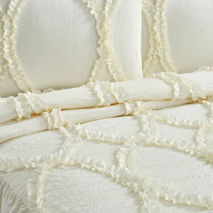 The Gray Barn Peony Grove Ruffled Embroidery 3-piece Bedspread Set