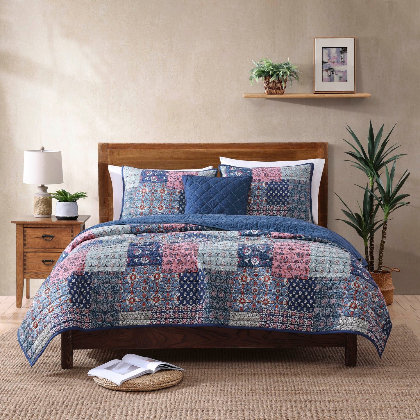 Brielle Home Indira Reversible Patchwork Quilt Set