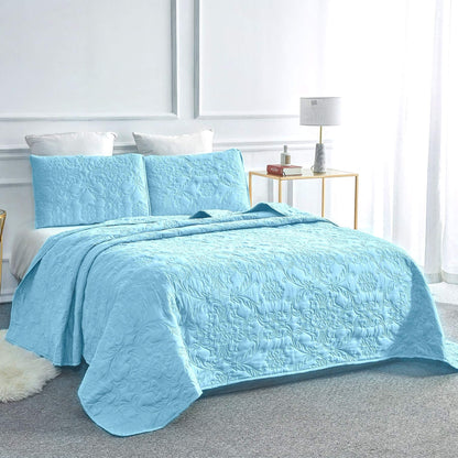 Sophia & William 2/3 Pieces Quilt Set, Reversible Microfiber Bedding Bedspread Coverlet Set