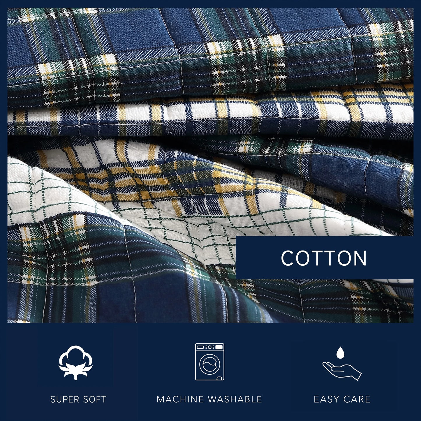 Nautica Marina Cove Blue Cotton Reversible Quilt Bonus Set