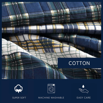 Nautica Marina Cove Blue Cotton Reversible Quilt Bonus Set
