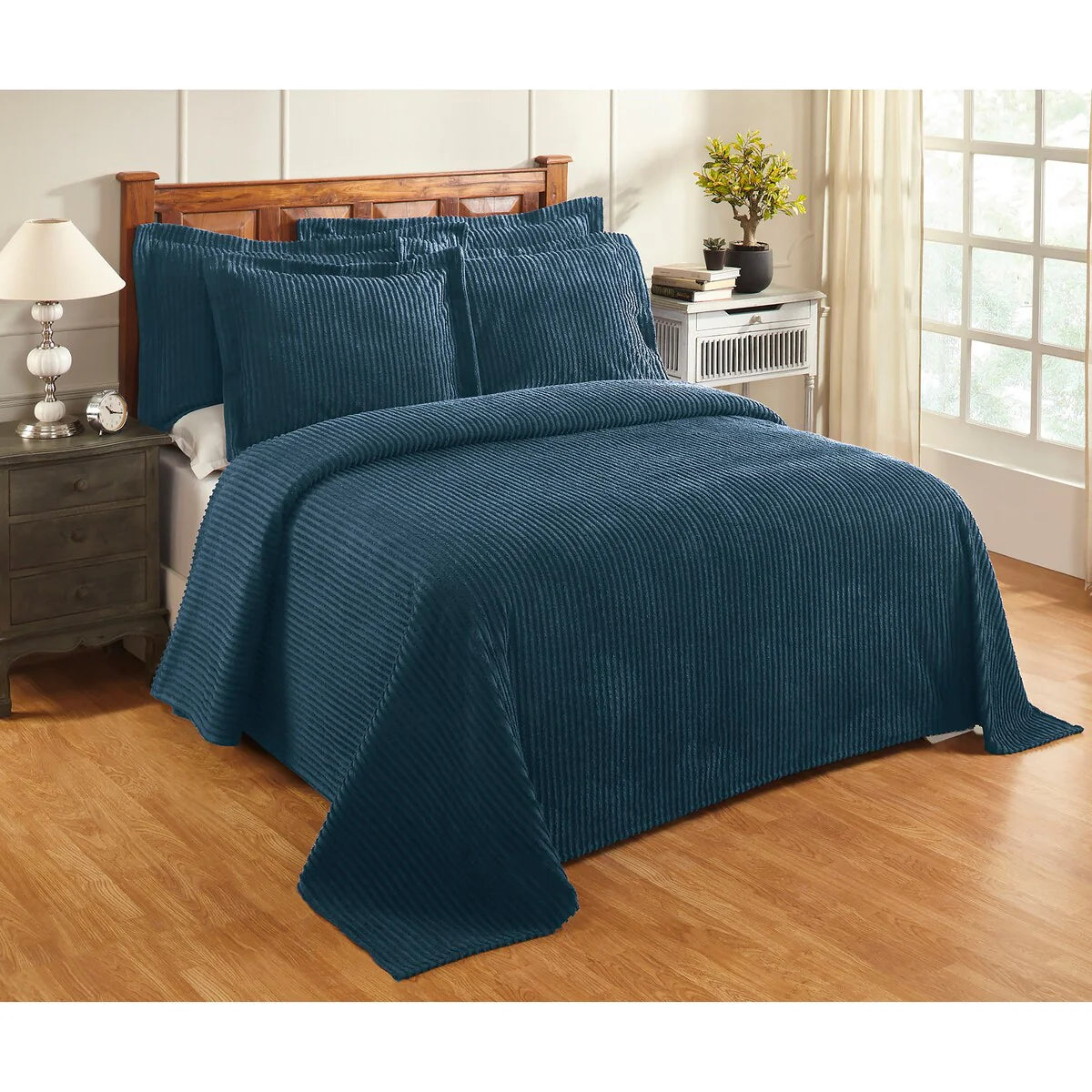 Better Trends Chenille Bedspread Set w/Sham 100% Cotton Soft Lightweight All-Season Fluffy & Cozy Bedding Set Jullian Collection
