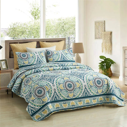European Floral Quilt Set