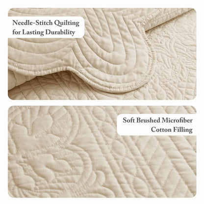 Madison Park Marino 3 Piece Reversible Scalloped Edge Quilt Set