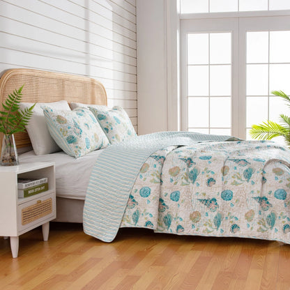 Linery & Co. Coastal Microfiber Quilt Set With Shams.