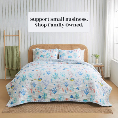 Linery & Co. Nautical Printed Reversible Quilt Set
