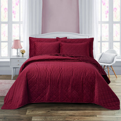 Serenta Velvet Quilts 5 Piece Ultra Soft Floor Touching Bedspread Set