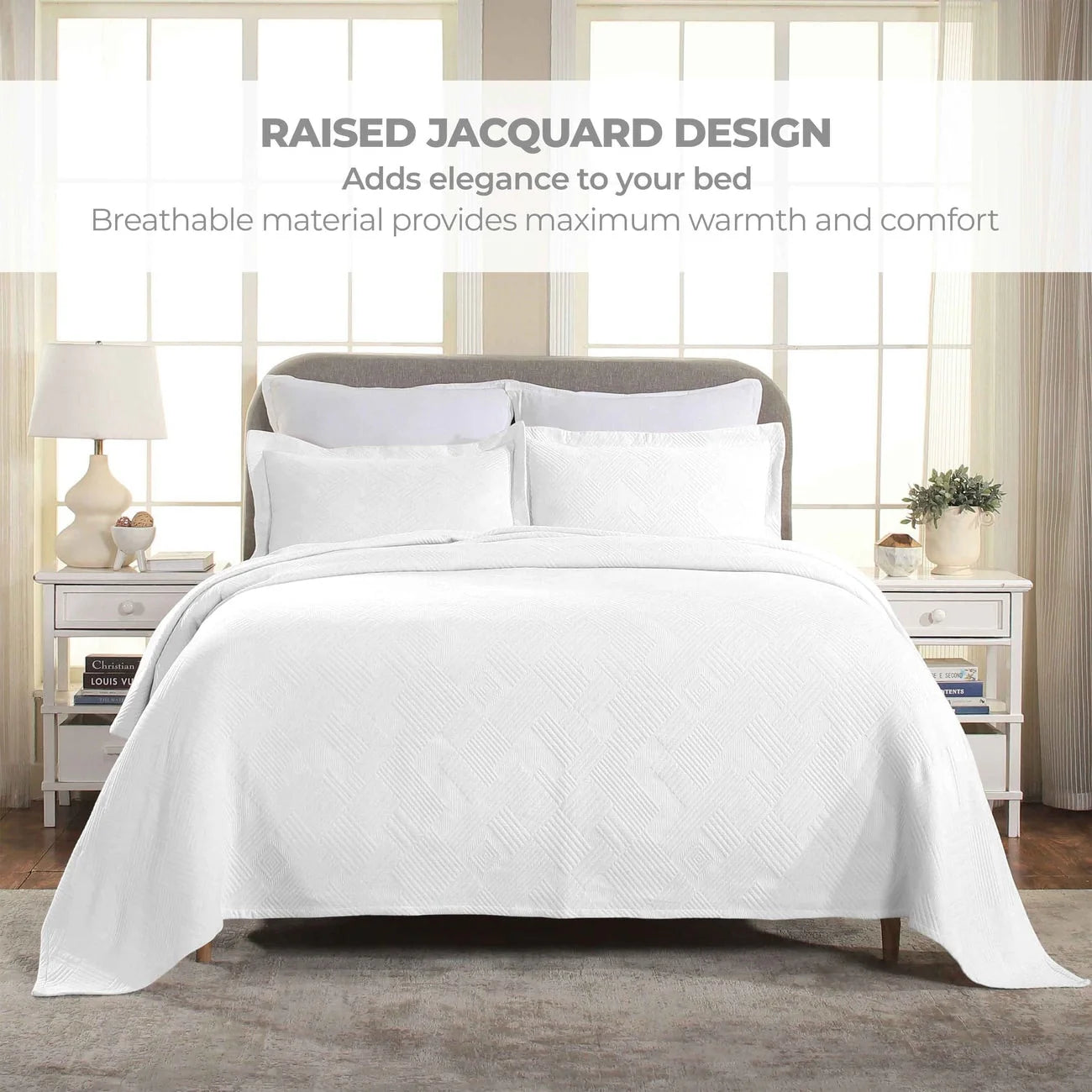 Superior Geometric Fret Cotton Decorative Bedspread Set