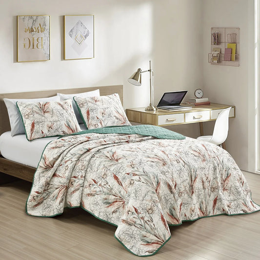 MarCielo 3 Piece Printed Quilt Set Lightweight Bedspread Set Sara