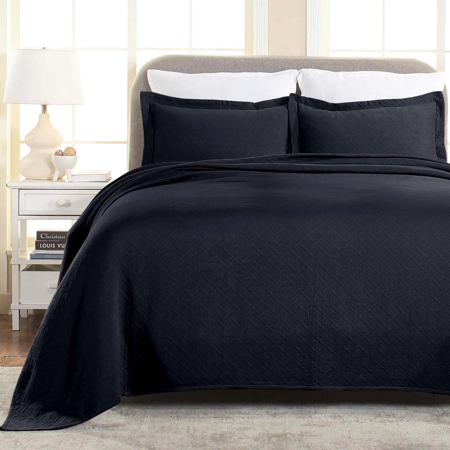 Superior Basketweave Cotton Decorative Bedspread Set