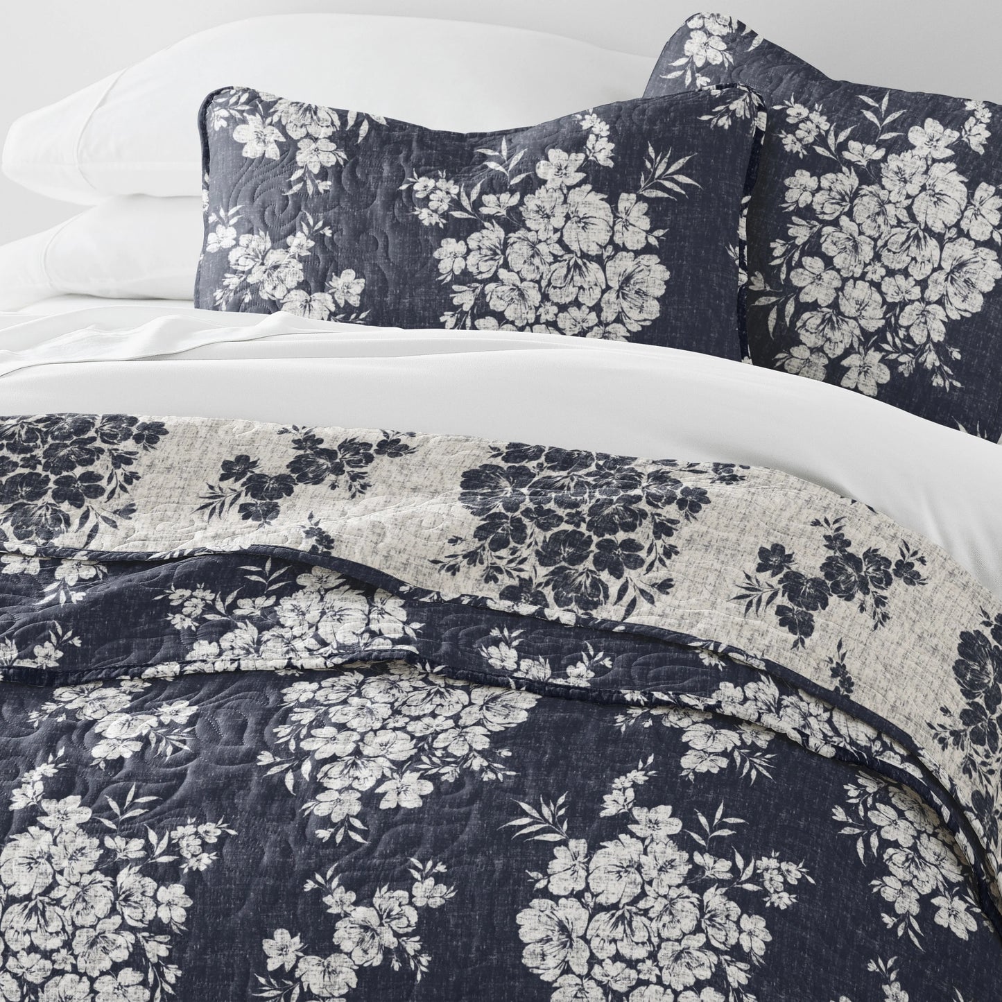 Becky Cameron All Season 3 Piece Distressed Bouquet Reversible Quilt Set