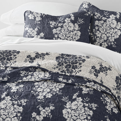 Becky Cameron All Season 3 Piece Distressed Bouquet Reversible Quilt Set