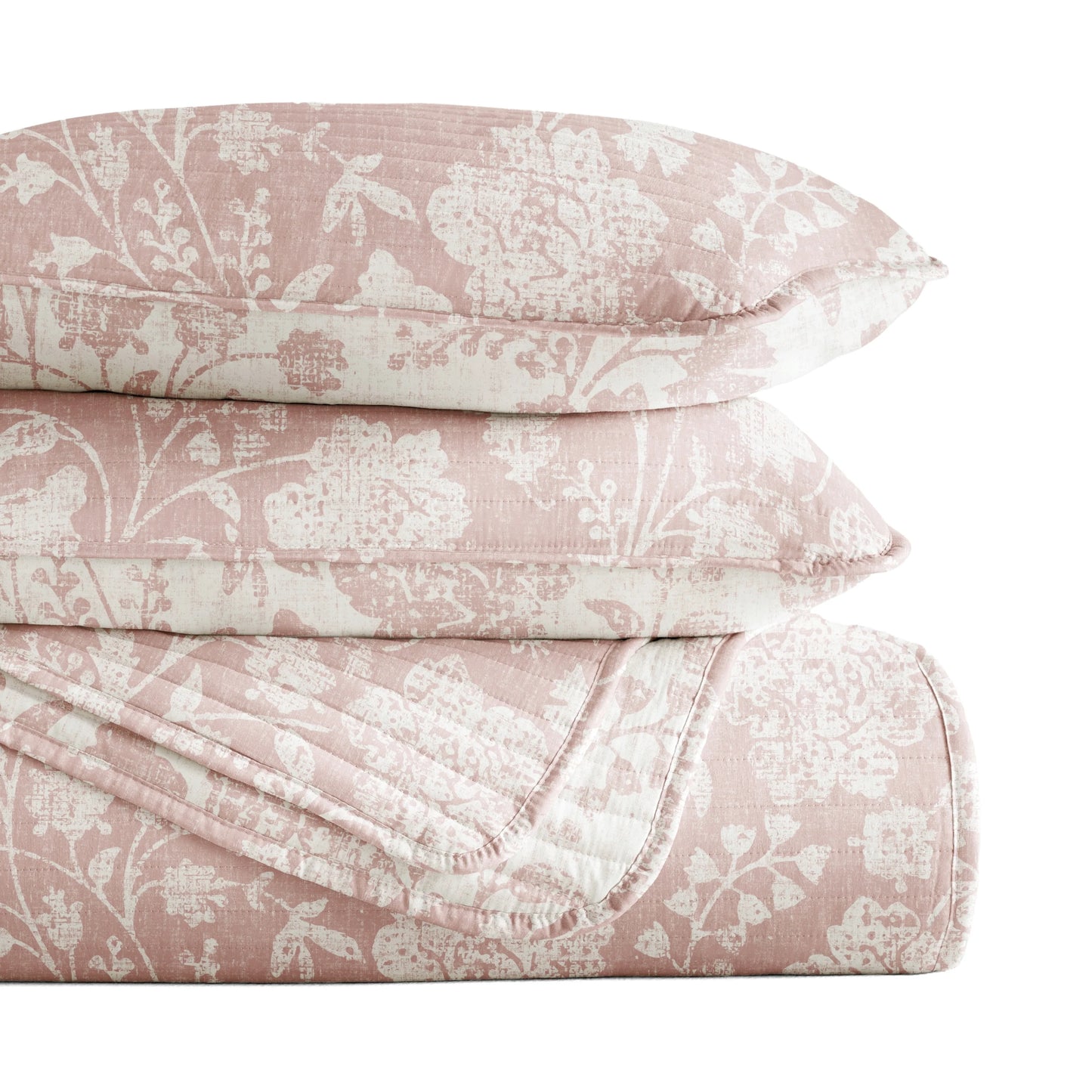 Becky Cameron All Season 3 Piece Textured Floral Reversible Quilt Set