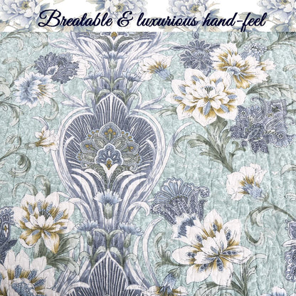 Cozy Line Jasmine Floral 3-piece Reversible Cotton Quilt BeddingSet