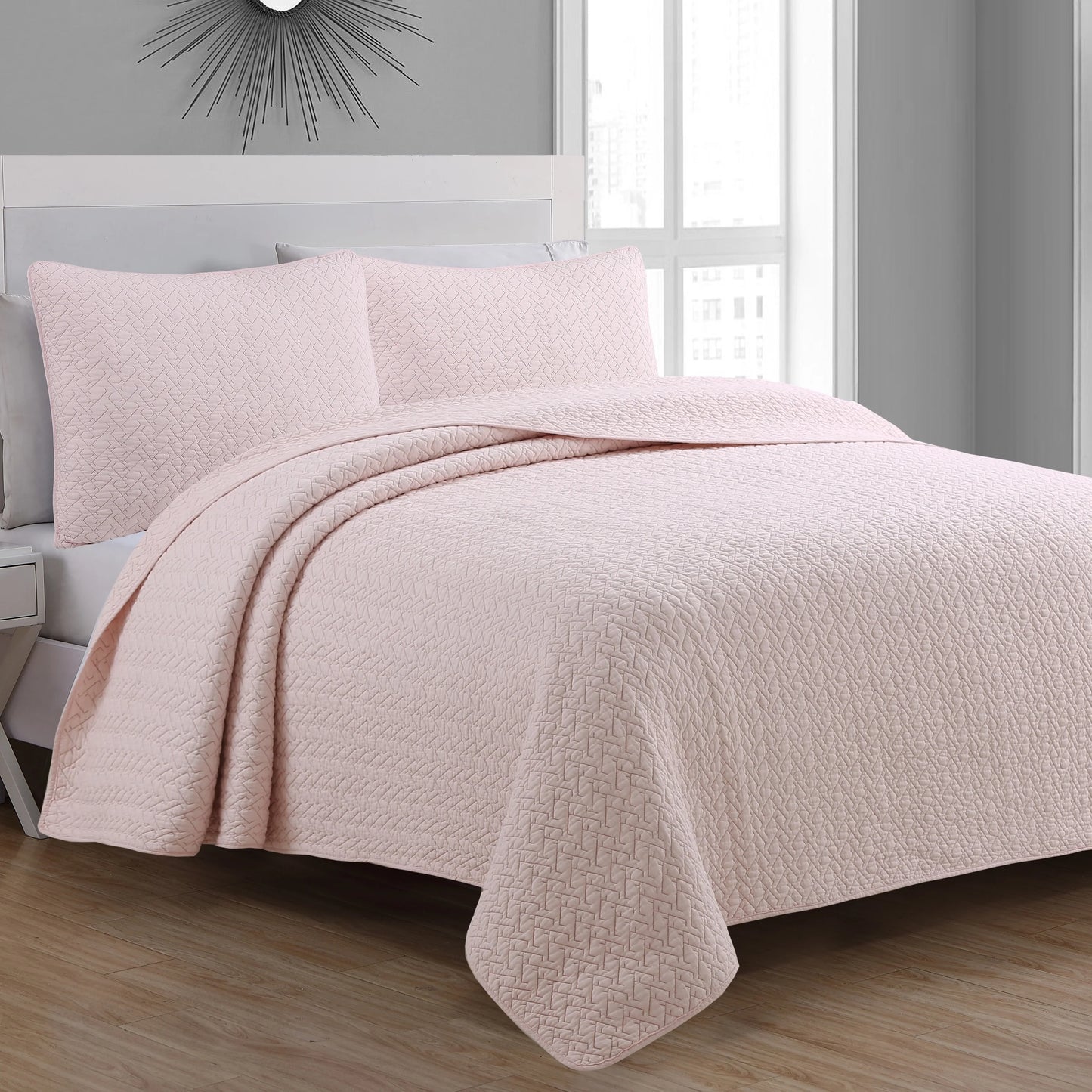 Copper Grove Verbena Diamond Stitch Cotton Quilt Set