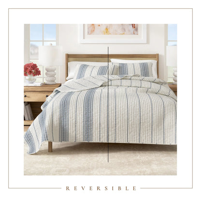 Linery & Co. Farmhouse Stripe Microfiber Quilt Set With Shams.