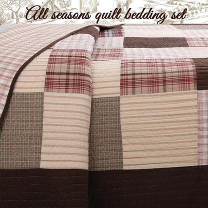 Cozy Line Brody Plaid Patchwork Reversible Quilt Bedding Set