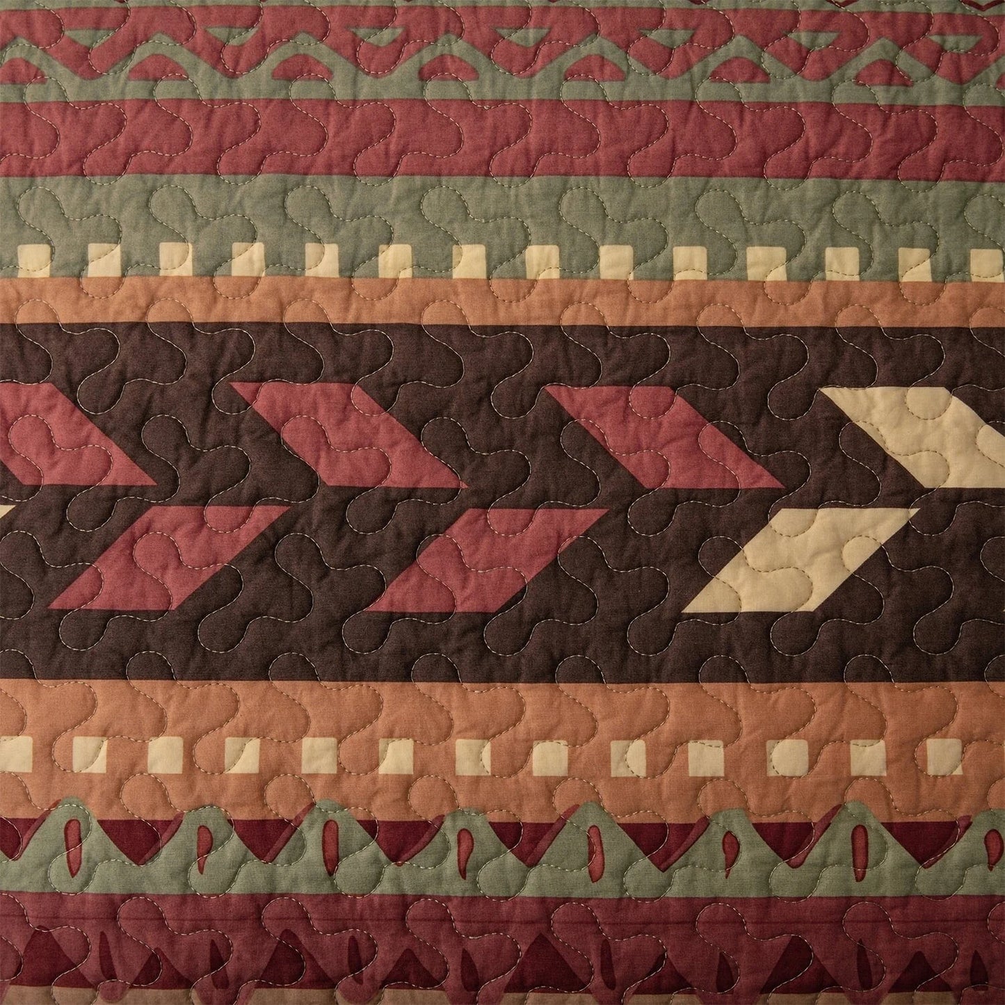 Paseo Road Broken Arrow Western Bedding Tribal Aztec 3 Piece Reversible Quilt Set
