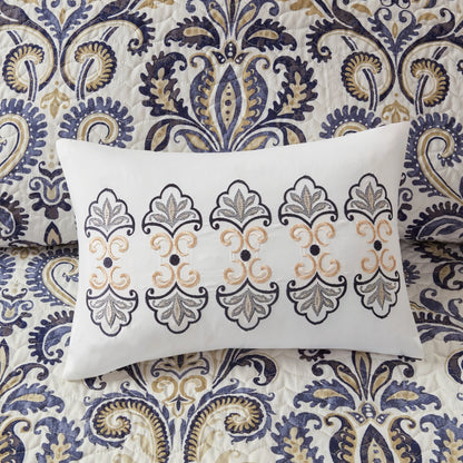 Madison Park Cardiff 6 Piece Reversible Quilt Set with Throw Pillows