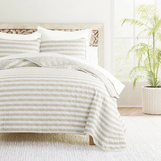 Becky Cameron All Season 3 Piece Striped Reversible Quilt Set