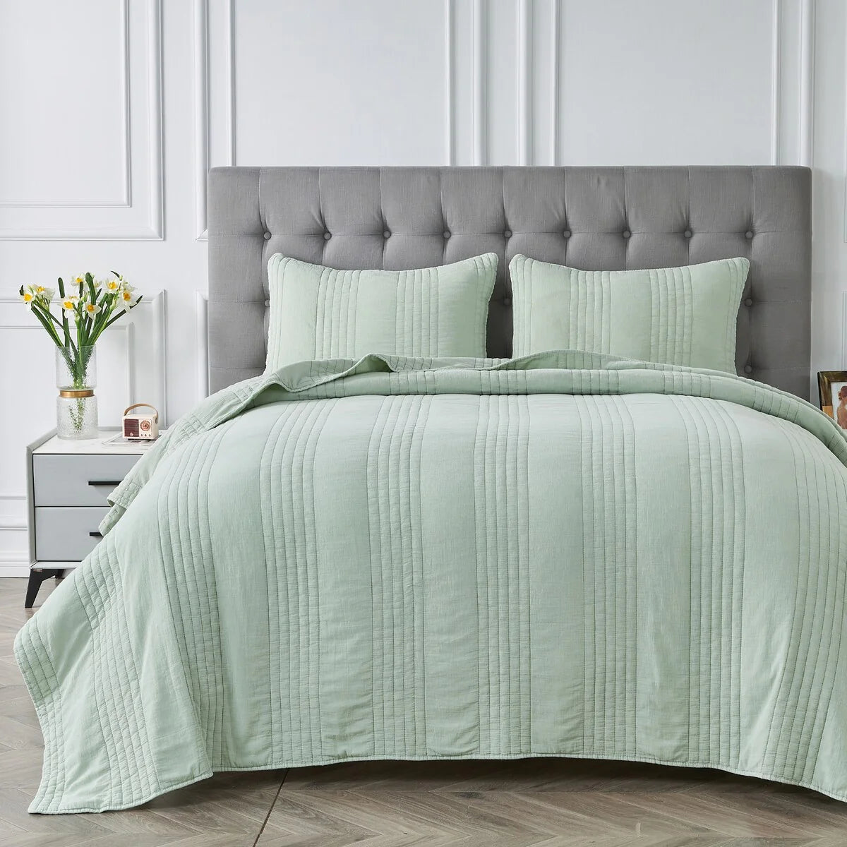 Stonewash Classic Cotton Quilt & Coverlet Set