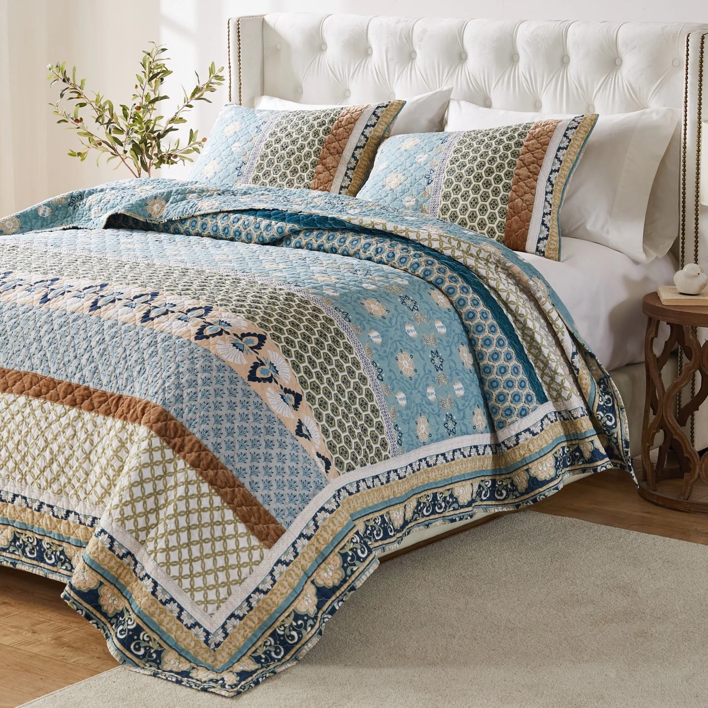 Greenland Home Fashions Thalia Velvet-Embellished Cotton Quilt Set