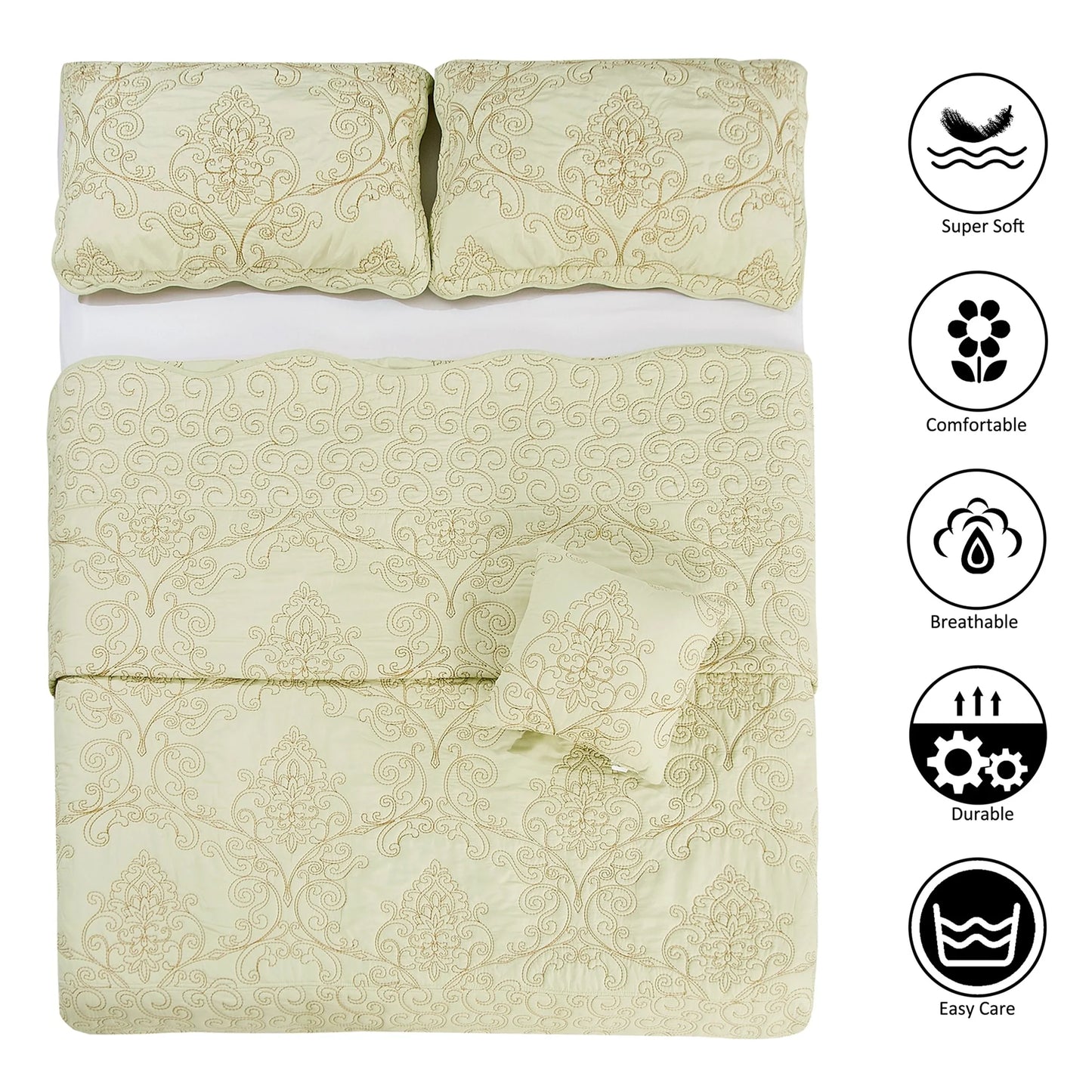 Serenta Damask Oversized 4-piece Bedspread Set