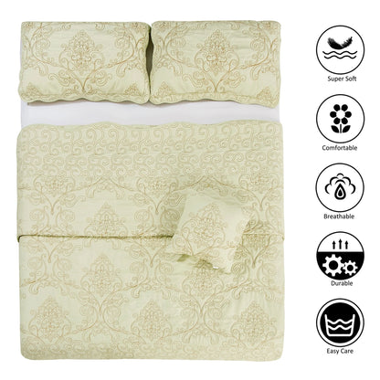 Serenta Damask Oversized 4-piece Bedspread Set