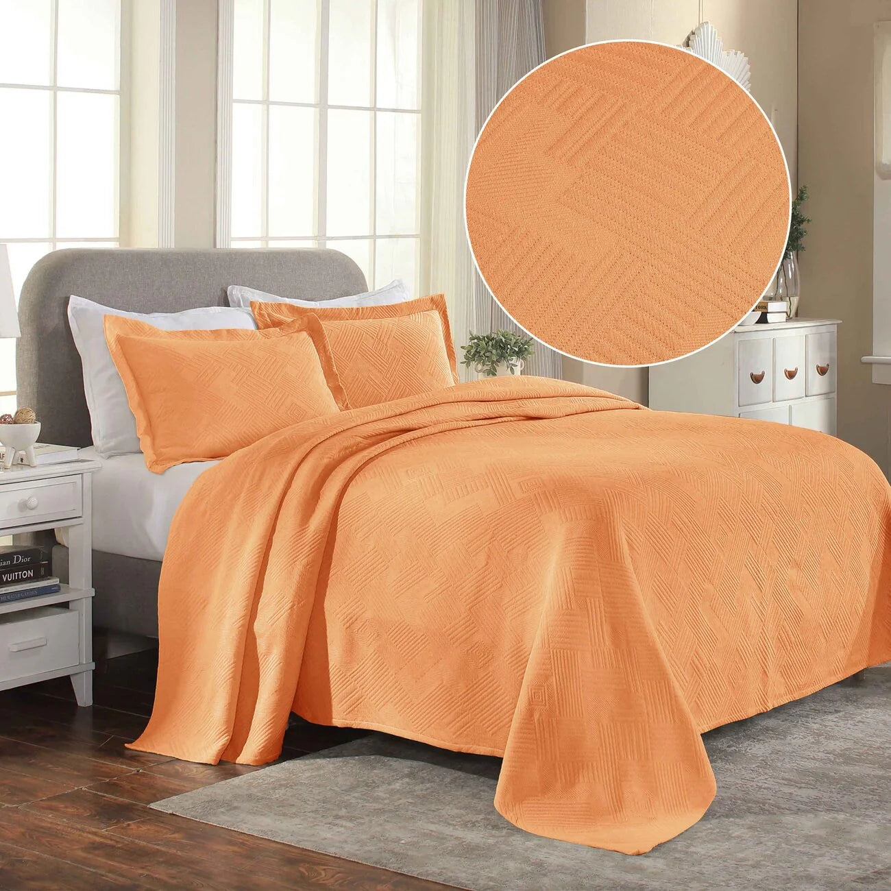 Superior Geometric Fret Cotton Decorative Bedspread Set
