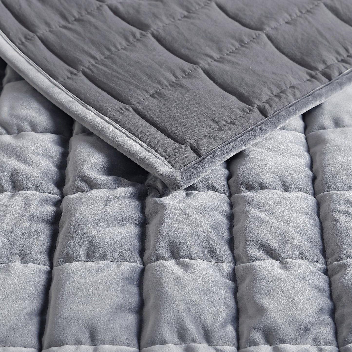 Kenneth Cole Solid Velvet Charcoal Reversible Quilt Set