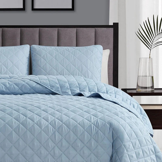 Modern Ultra Soft Microfiber Traditional Diamond Quilting Coverlet Quilt Set