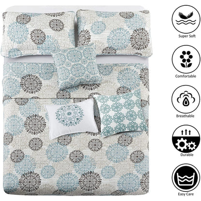 Serenta 6 Piece Printed Marina MDLN Quilts Set