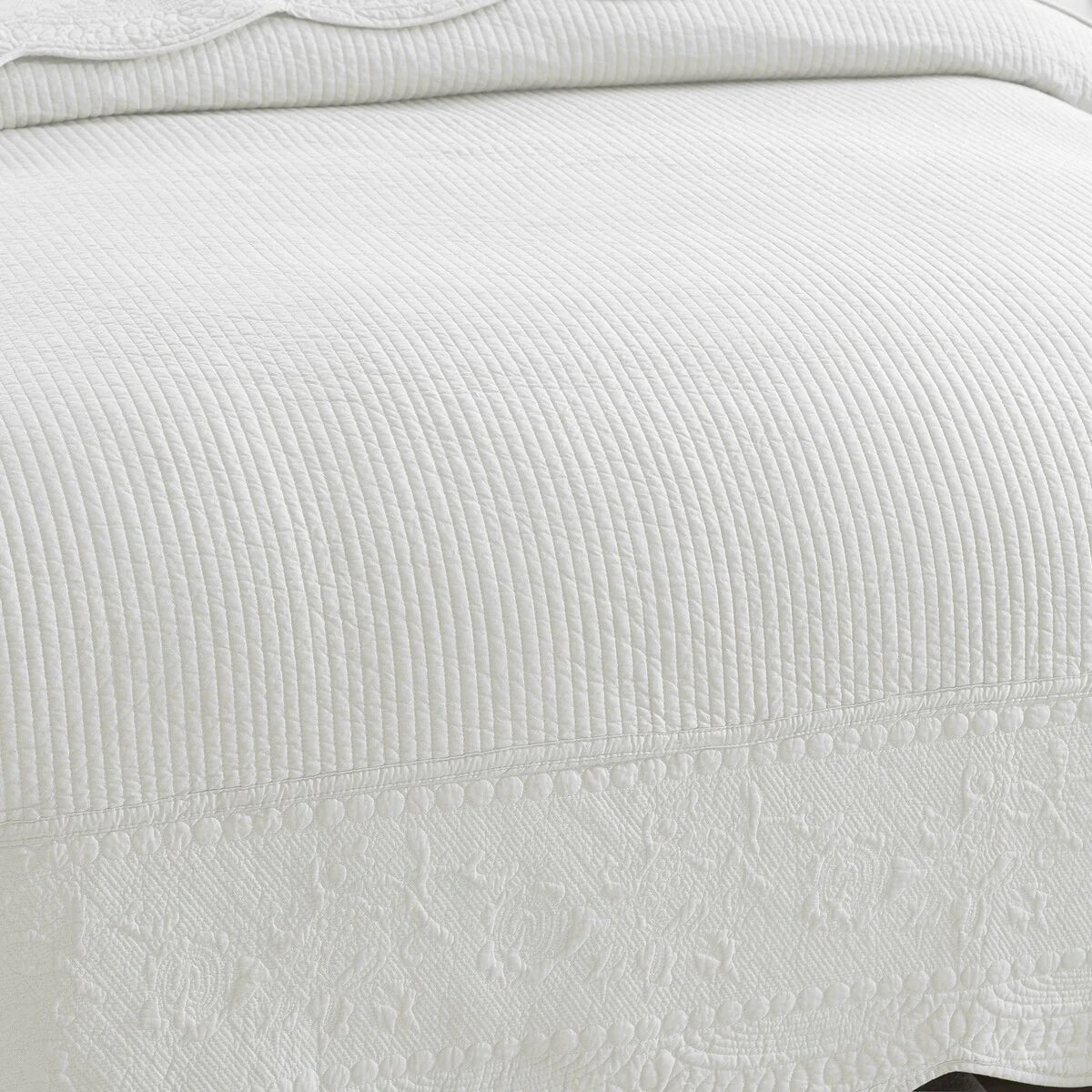 MarCielo 3 Piece Embroidered 100% Cotton Oversized Quilt Bedspread Set TG