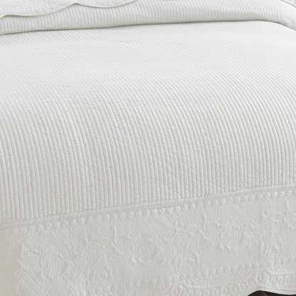 MarCielo 3 Piece Embroidered 100% Cotton Oversized Quilt Bedspread Set TG