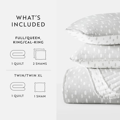 Becky Cameron All Season 3 Piece Painted Dots Reversible Quilt Set with Shams