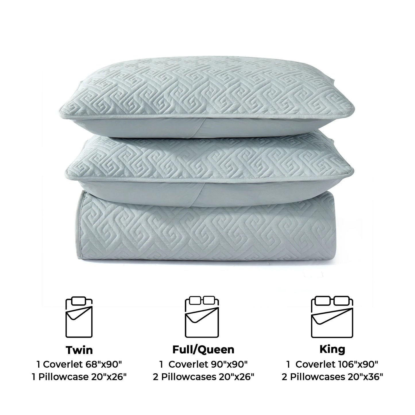 3-Piece Reversible Ultra Lighweight Coverlet Premium Microfiber Bedspread Quilt Set