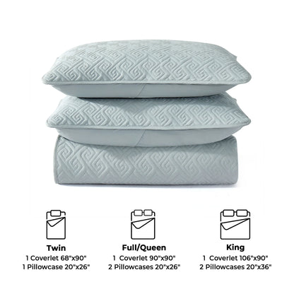 3-Piece Reversible Ultra Lighweight Coverlet Premium Microfiber Bedspread Quilt Set