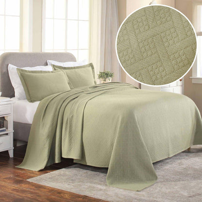 Superior Basketweave Cotton Decorative Bedspread Set