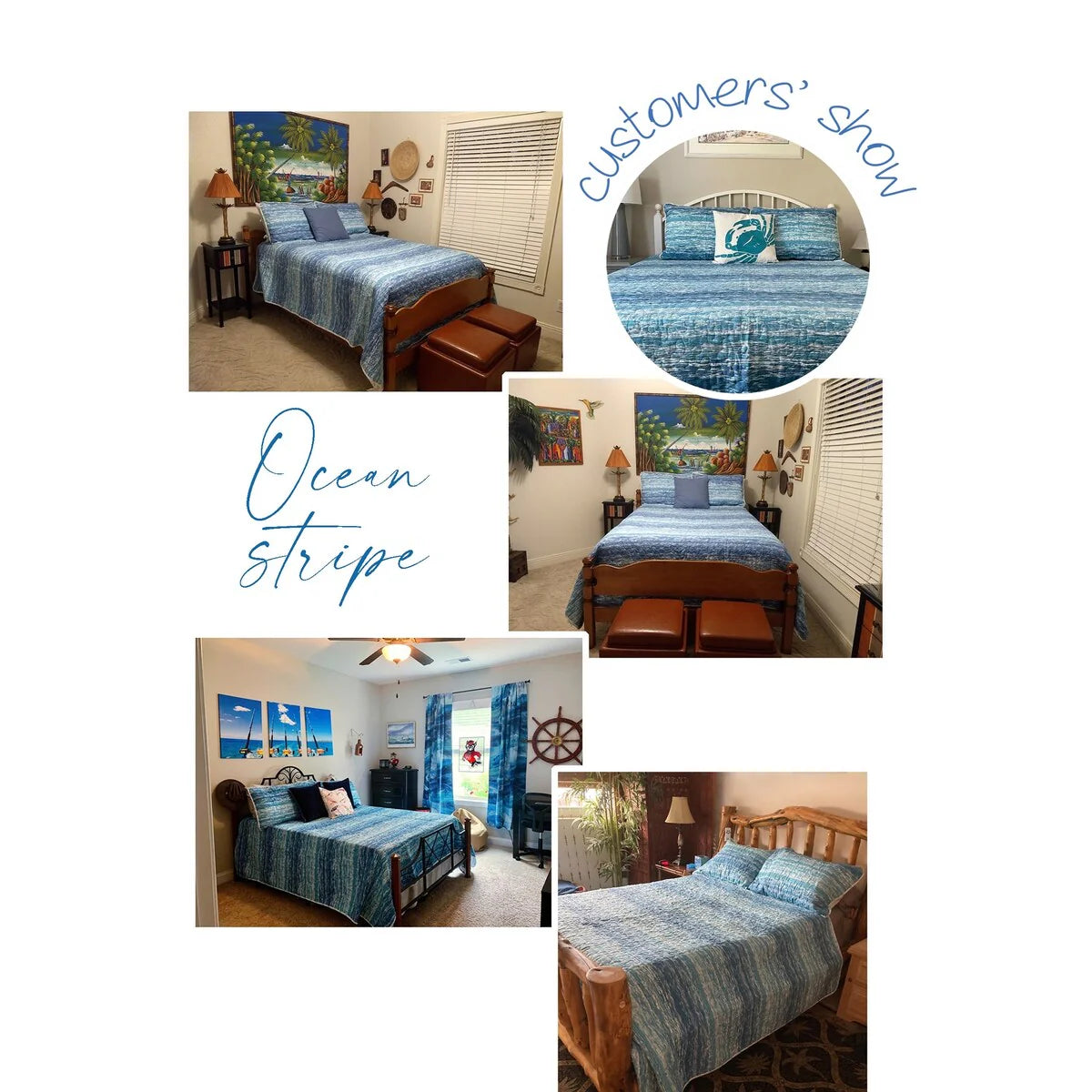 Coastal Stripes Soft Cotton Reversible Quilt Set