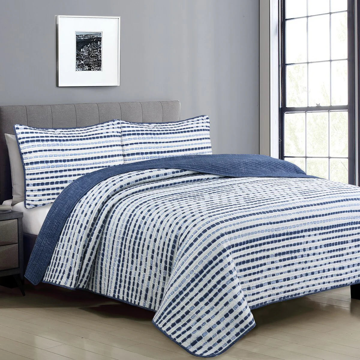 Porch & Den Peppertree Textured Stripe Pattern Quilt Set